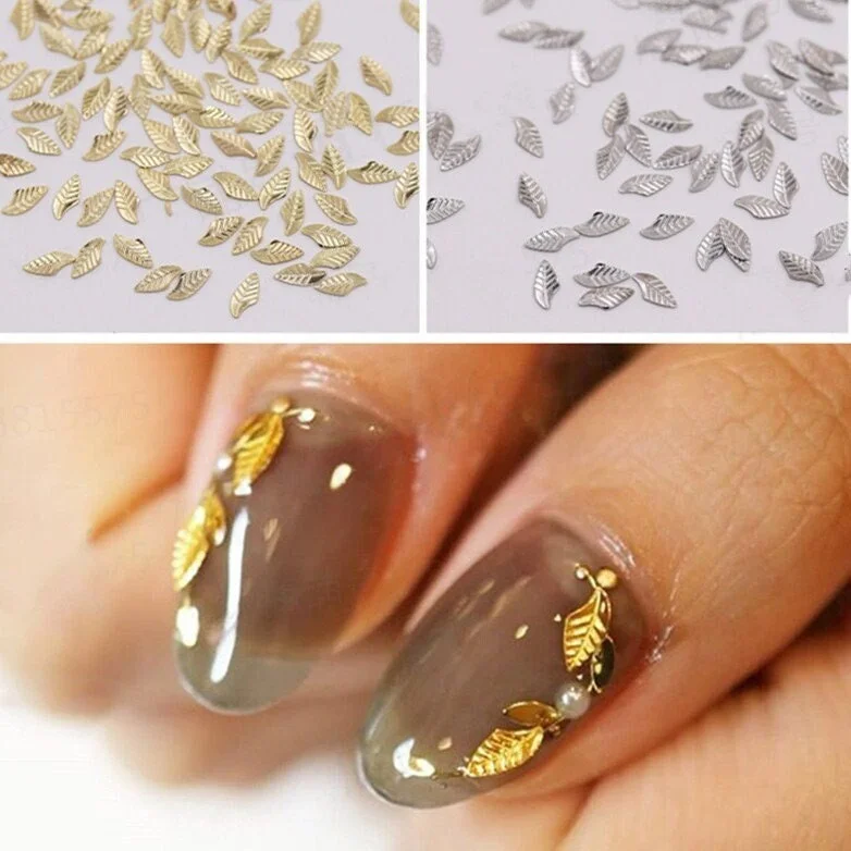 Gel nail polish removal-20 pcs leaf nail charm/ gold leaves UV resin supply