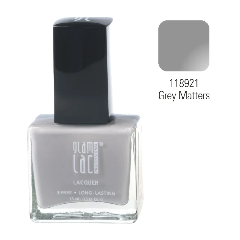 Metallic nail art designs-SALE! GlamLac gel effect nail lacquer polish 15 ml, 118921 GREY MATTERS