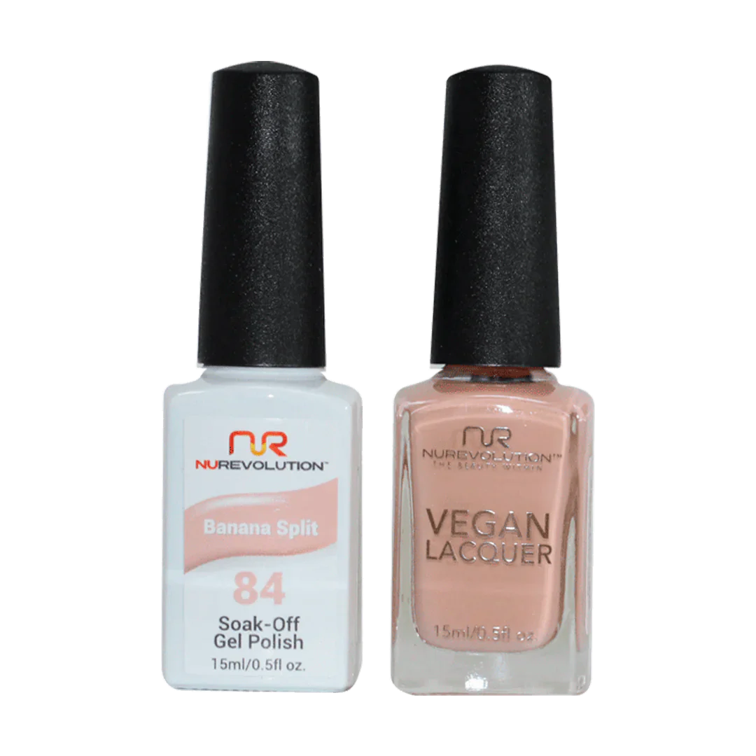 Anti-fade nail top coat-NuRevolution Trio Duo Gel & Lacquer 084 Banana Split