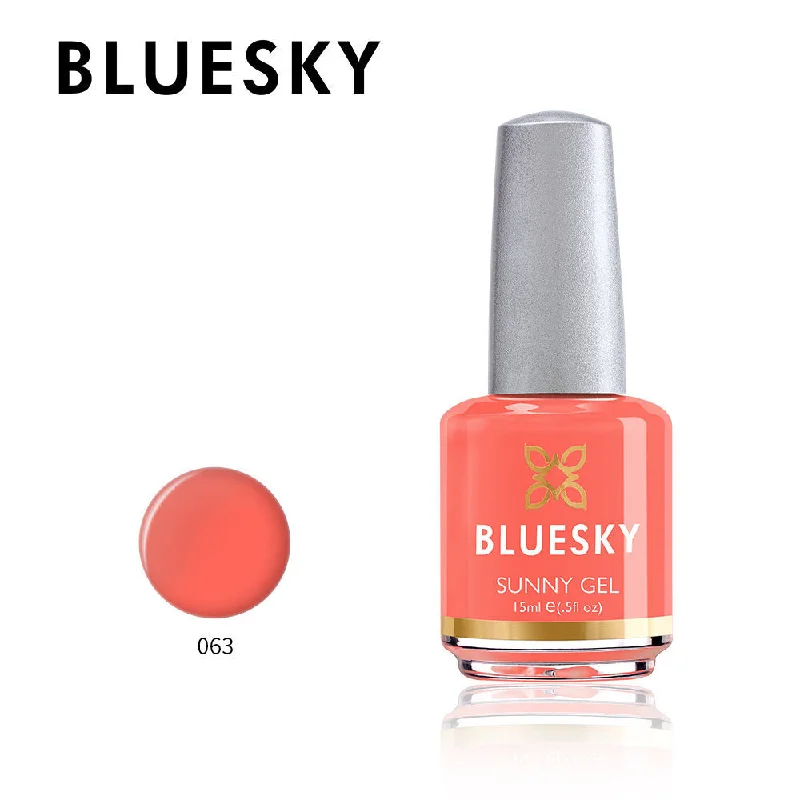 Satin nail polish topper-Bluesky Sunny Gel 15ml nail polish 063 ORANGE CORAL