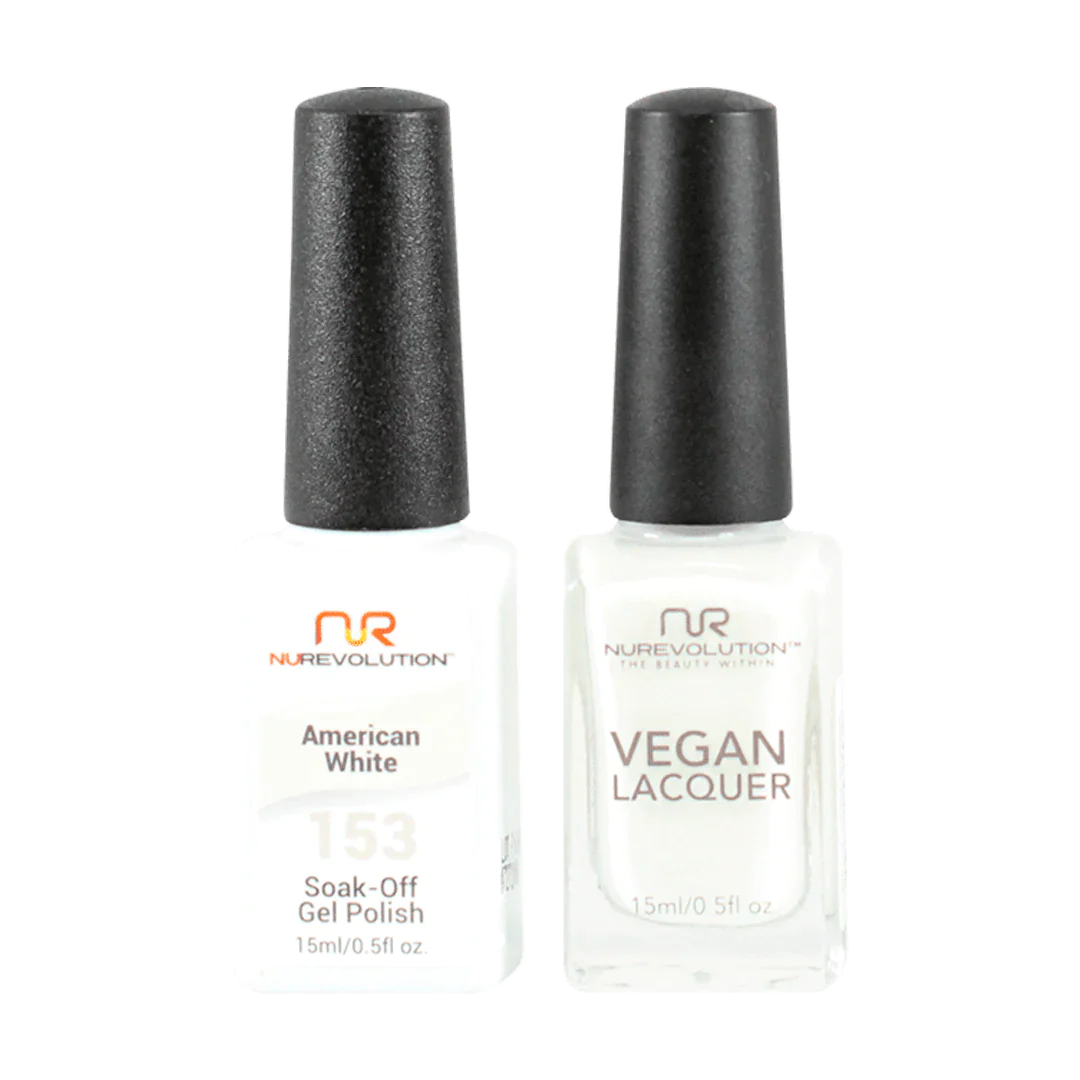 Neon nail polish tones-NuRevolution Trio Duo Gel & Lacquer 153 American White