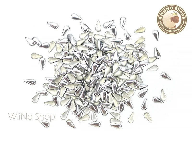 Anti-fade nail gloss-3 x 6mm Silver Drop Metal Studs - 100 pcs