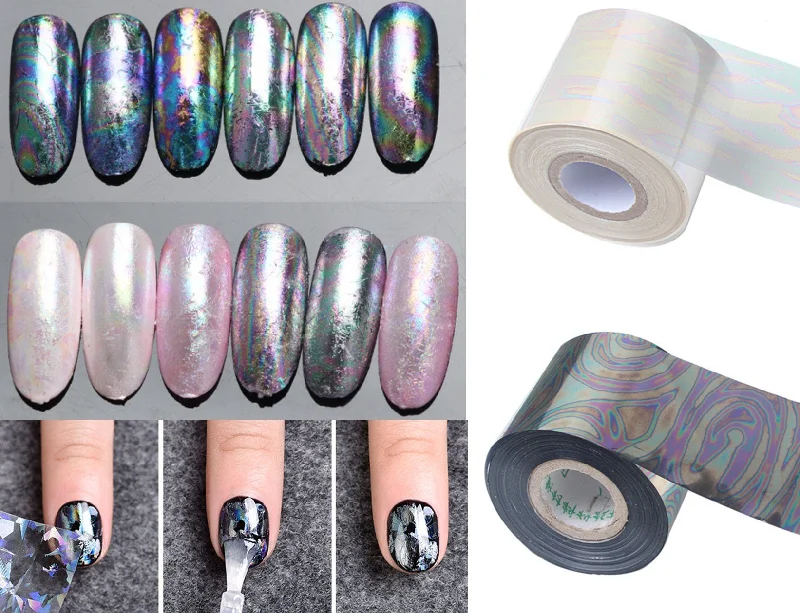 Vibrant nail gel tones-1 Yard Chameleon transfer paper Transfer Foil Nail Art Star Design Sticker Decal/ DIY starry sky theme nail design