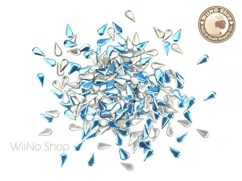 Premium nail dip kits-3 x 6mm Blue Drop Metal Studs - 100 pcs