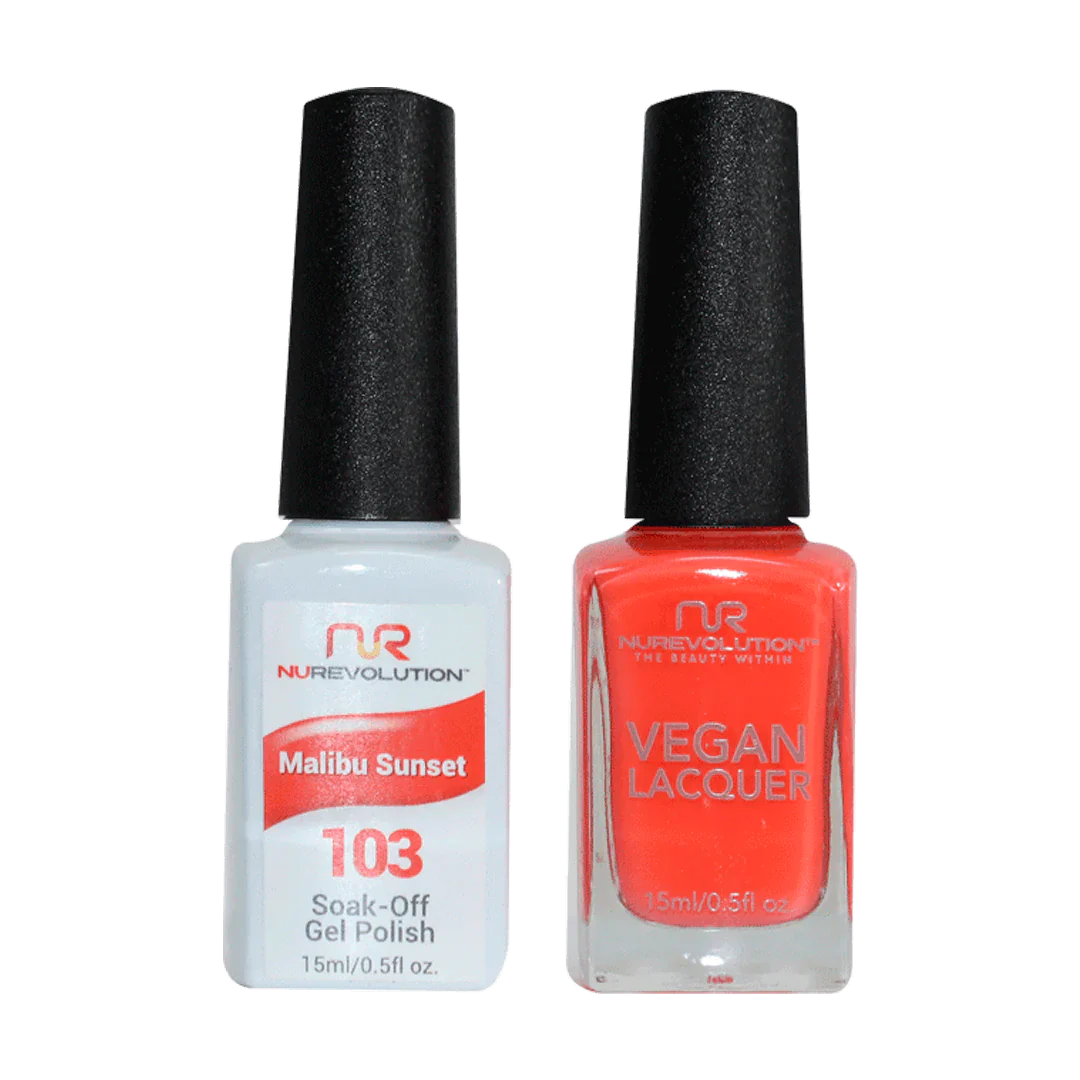 Chrome nail powder-NuRevolution Trio Duo Gel & Lacquer 103 Malibu Sunset