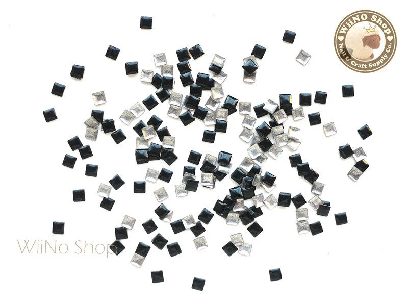 Shimmery nail art toppers-3mm Black Square Metal Studs - 100 pcs