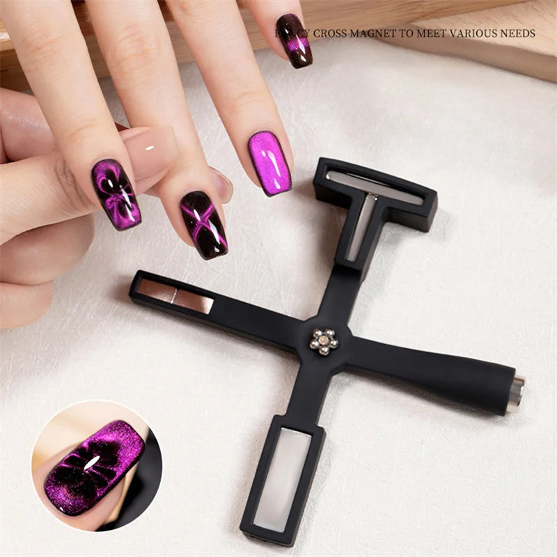 Professional nail gel sets-5 in 1 Nail Art Magnet Cross with Rubber Sleeve