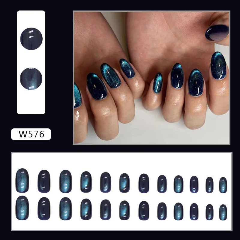 Anti-chip nail polish-Wholesale Deep Cat Eye Oval Round Nail Stickers