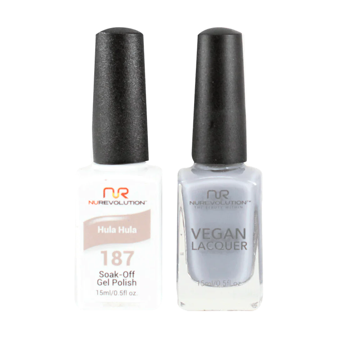 Shiny nail polish overlay-NuRevolution Trio Duo Gel & Lacquer 187 Hula Hula