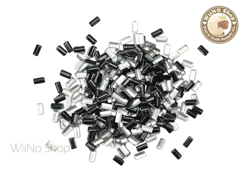 Vibrant nail gel shades-2 x 4mm Black Rectangle Metal Studs - 100 pcs