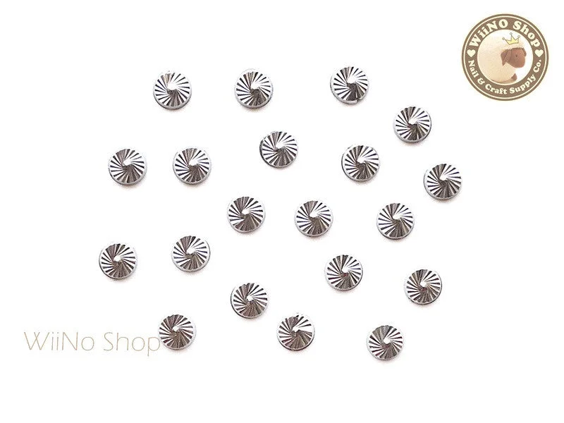 Smooth nail gel top coat-4mm Silver Swirl Pattern Round Metal Studs - 10 pcs