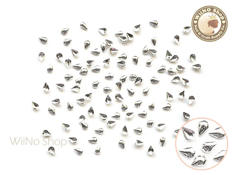 Eco-friendly nail gel-2 x 4mm Silver Mini Drop Metal Studs - 25 pcs