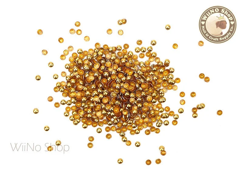 Instant-dry nail drops-2mm Gold Round Dome Metal Studs - 100 pcs