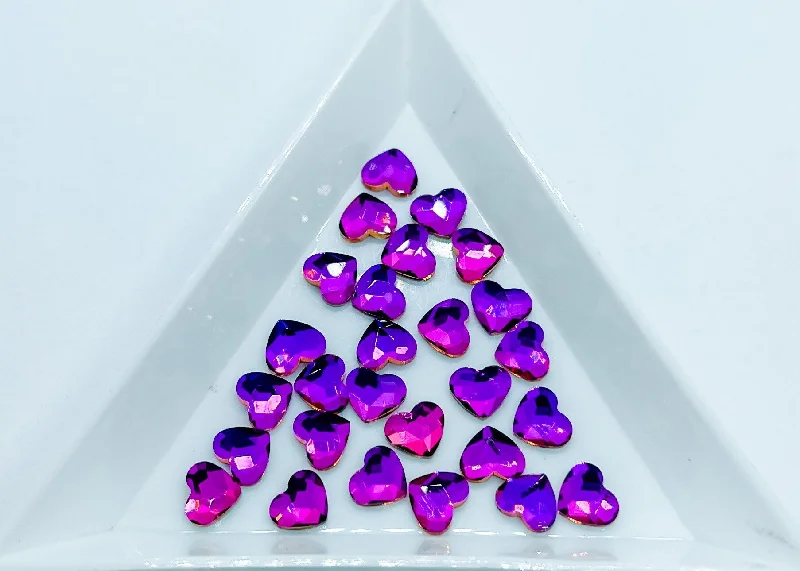 Easy-apply nail dip-6MM Purple Flare Heart Rhinestone F9-6-2