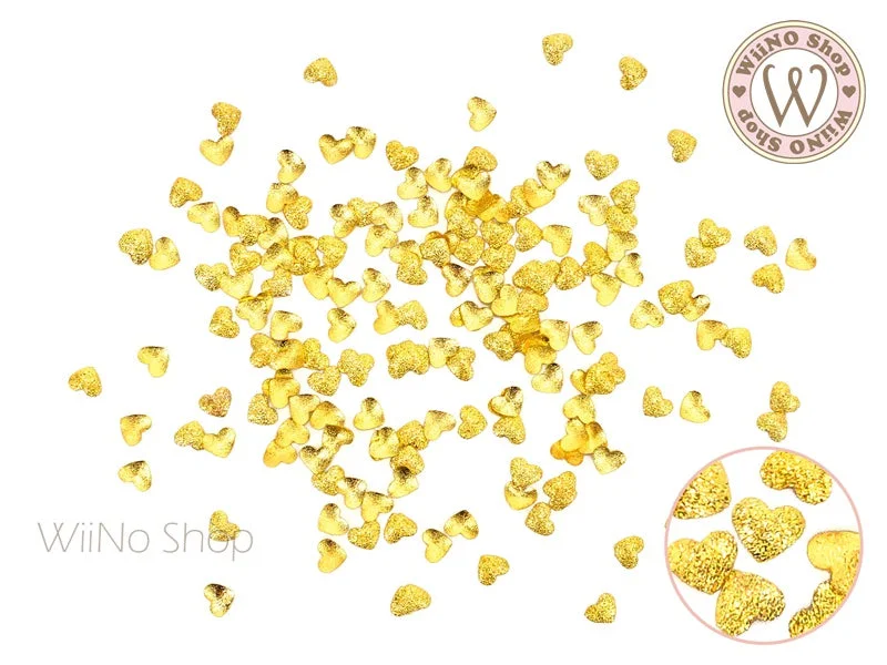 Eco-friendly nail varnish-Gold Textured Heart Metal Studs - 25 pcs (2.2mm/3mm)