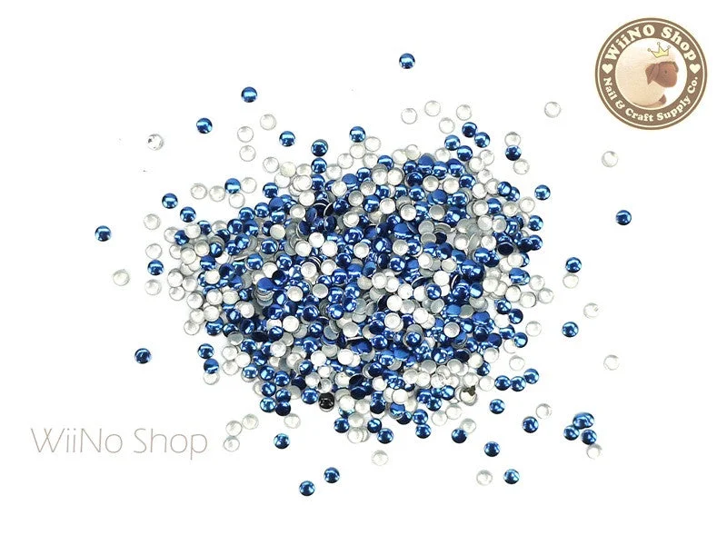 Shiny nail gel topper-2mm Dark Blue Round Metal Studs - 100 pcs