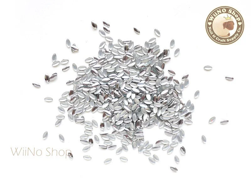 Gel nail polish essentials-1.5 x 3mm Silver Mini Marquise Metal Studs - 100 pcs