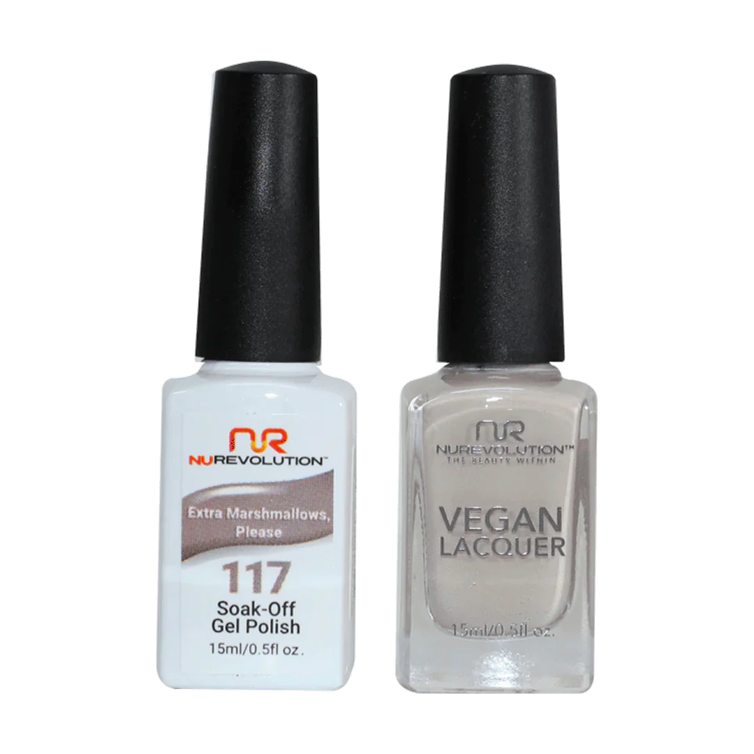 Two-tone nail polish kits-NuRevolution Trio Duo Gel & Lacquer 117 Extra Marshmallows, Please