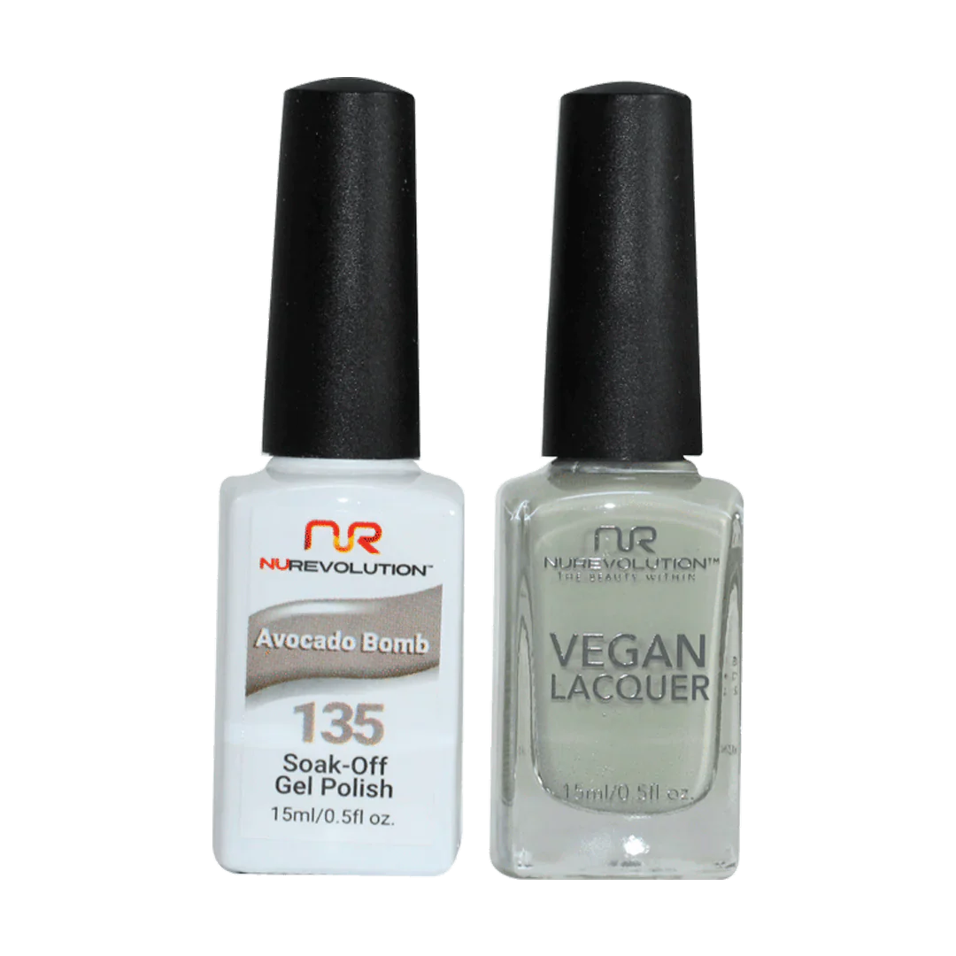 Gel nail polish removal sets-NuRevolution Trio Duo Gel & Lacquer 135 Avocado Bomb