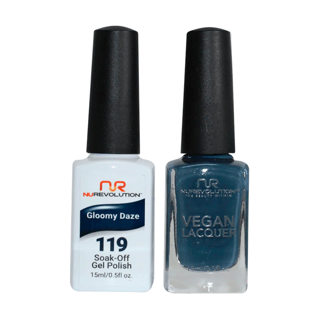 Long-wear nail gel-NuRevolution Trio Duo Gel & Lacquer 119 Gloomy Daze