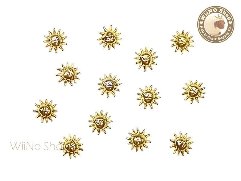 Portable nail gel lamp-Gold Sun Face Metal Studs - 10 pcs