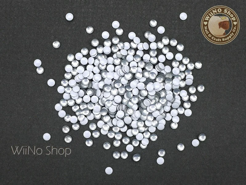 Satin nail polish overlay-3mm White Round Metal Studs - 100 pcs