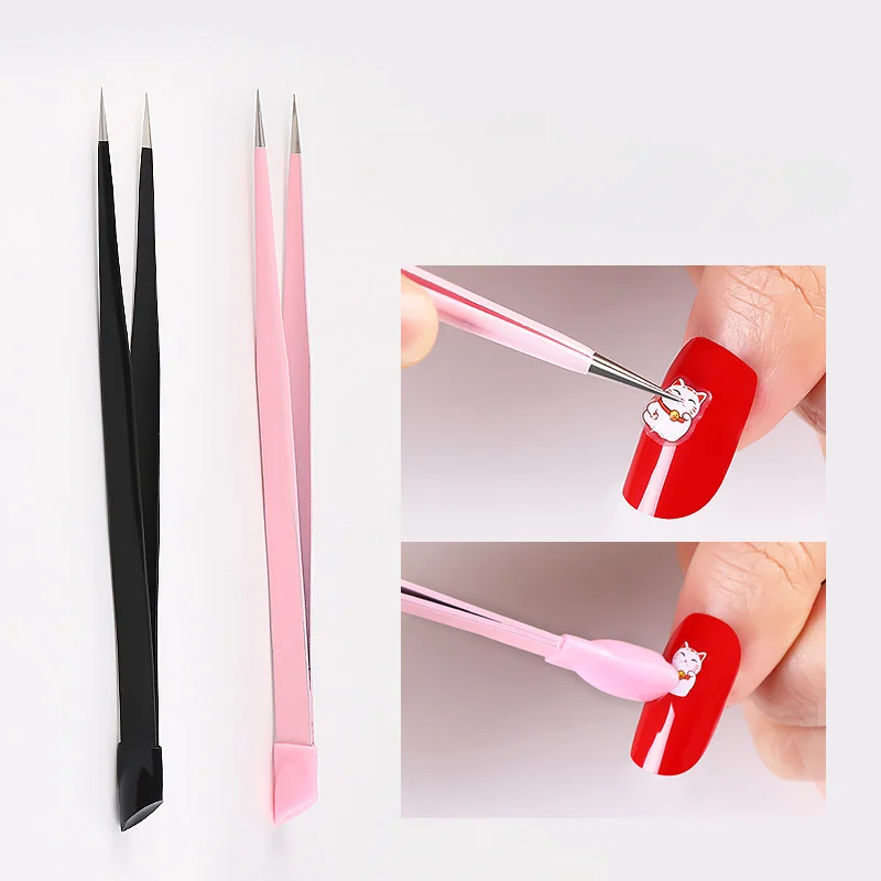 Protective nail gel base-Wholesale Metal Nail Art Double Ended Tweezers