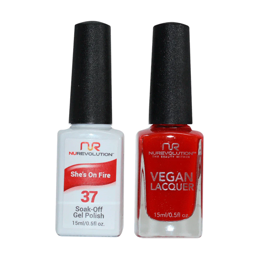 Multi-color nail polish kits-NuRevolution Trio Duo Gel & Lacquer 037 She's On Fire