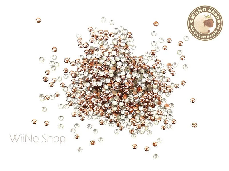 Matte nail gel finish-2mm Rose Gold Round Metal Stud - 100 pcs