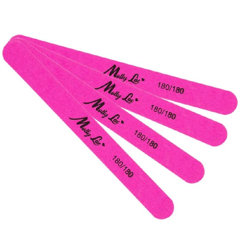 Fast-dry nail glue-PRO nail file pink wooden slim STRAIGHT by MollyLac, 180/180