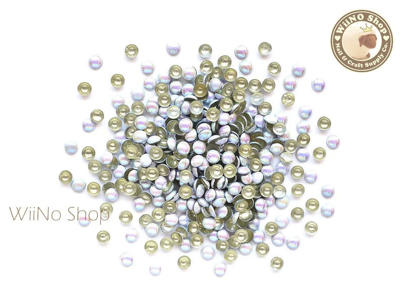 Peelable nail gel polish-3mm AB White Round Dome Metal Studs - 100 pcs