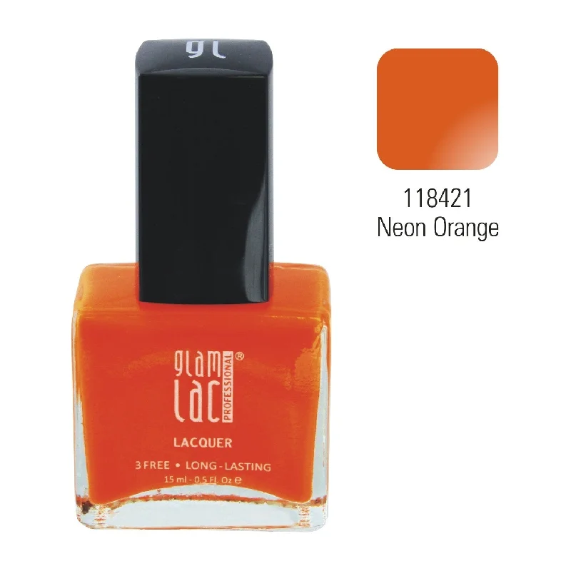 Shiny nail gel sealant-GlamLac gel effect nail lacquer polish 15 ml, 118421 NEON ORANGE