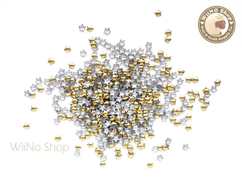 Eco-friendly nail gel polish-3mm Gold Star Metal Studs - 100 pcs