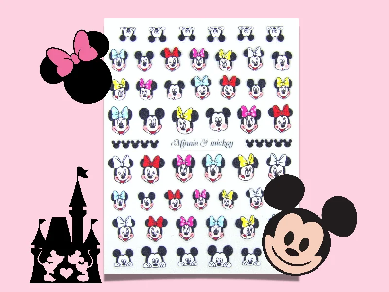 Diamond nail art toppers-Mickey Mouse Minnie Mouse Ear Nail Decals/Disney Theme nail sticker