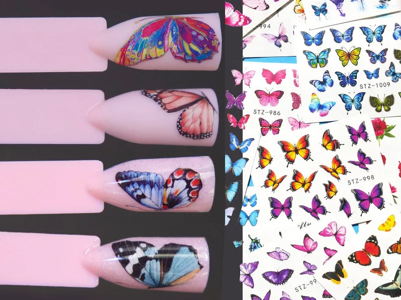 Pastel nail gel shades-5pcs Butterfly Nail Tattoos