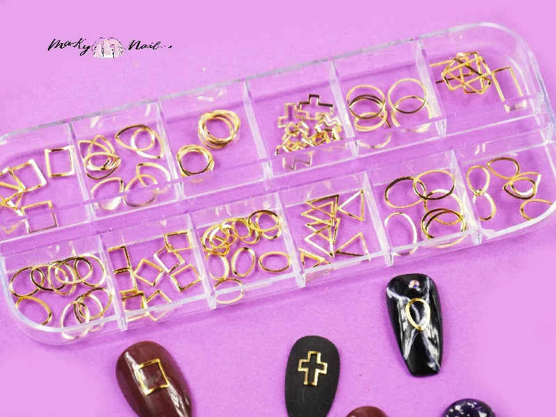 Protective nail gel top coat-Hollow out Metallic Rivet 3D Nail Studs Metal Decoration/ Gold hollow out studs Metallic studs