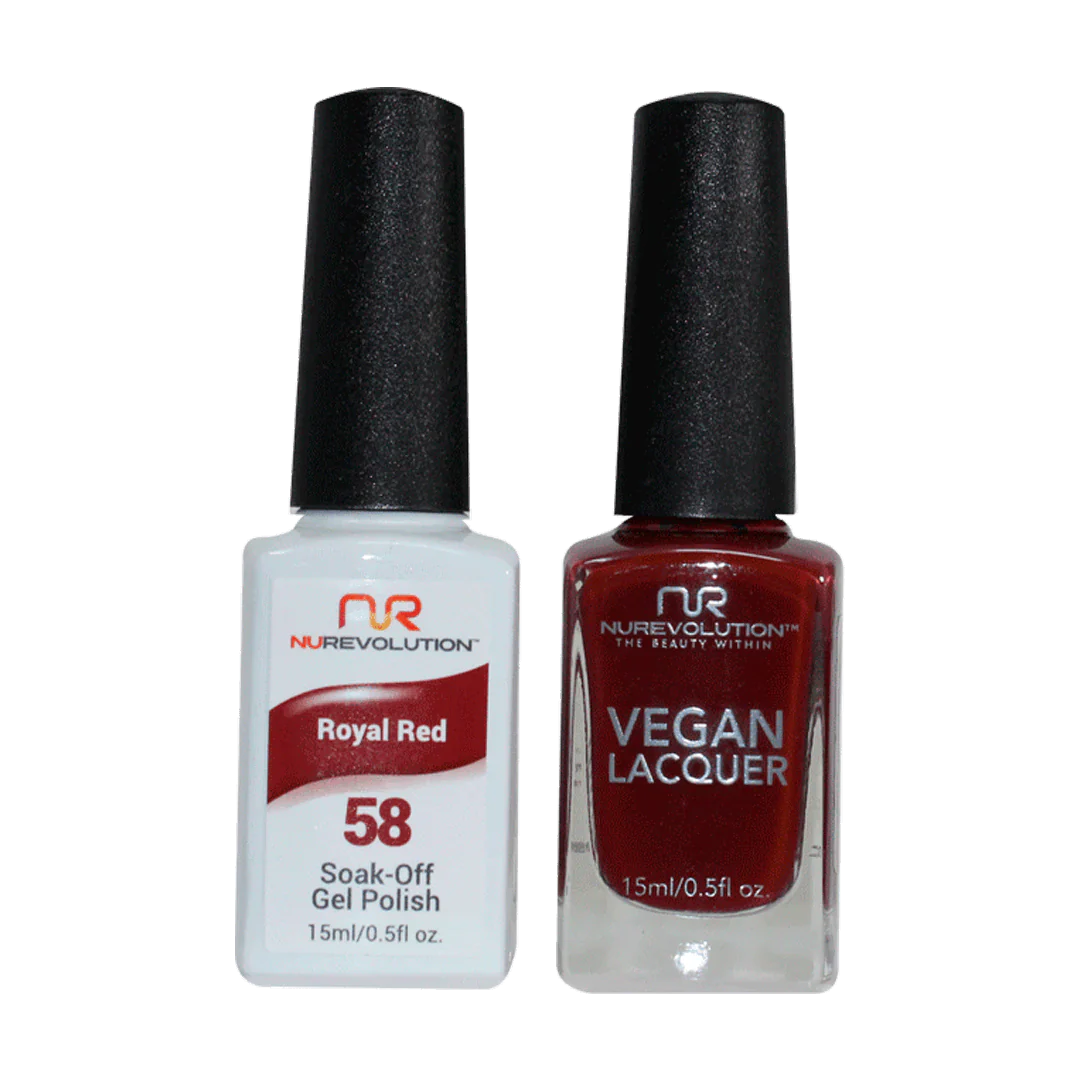 Dual-tone nail gel polish-NuRevolution Trio Duo Gel & Lacquer 058 Royal Red