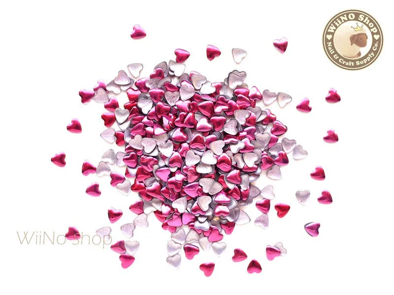 Organic nail remover-4mm Hot Pink Heart Metal Studs - 100 pcs