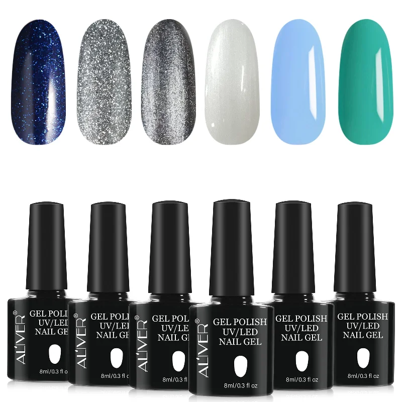 Hydrating nail balm-Aliver Blue Ocean Silver Long Lasting Gel Nail Polish Kit