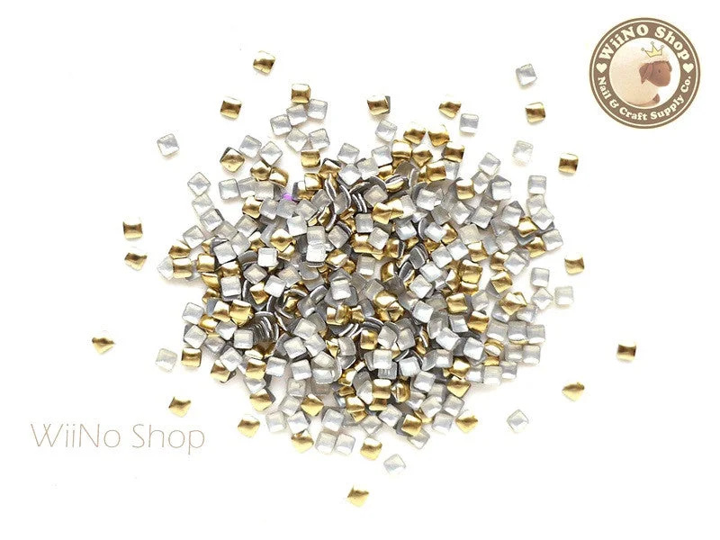 Neutral nail gel colors-2mm Gold Square Metal Studs - 100 pcs