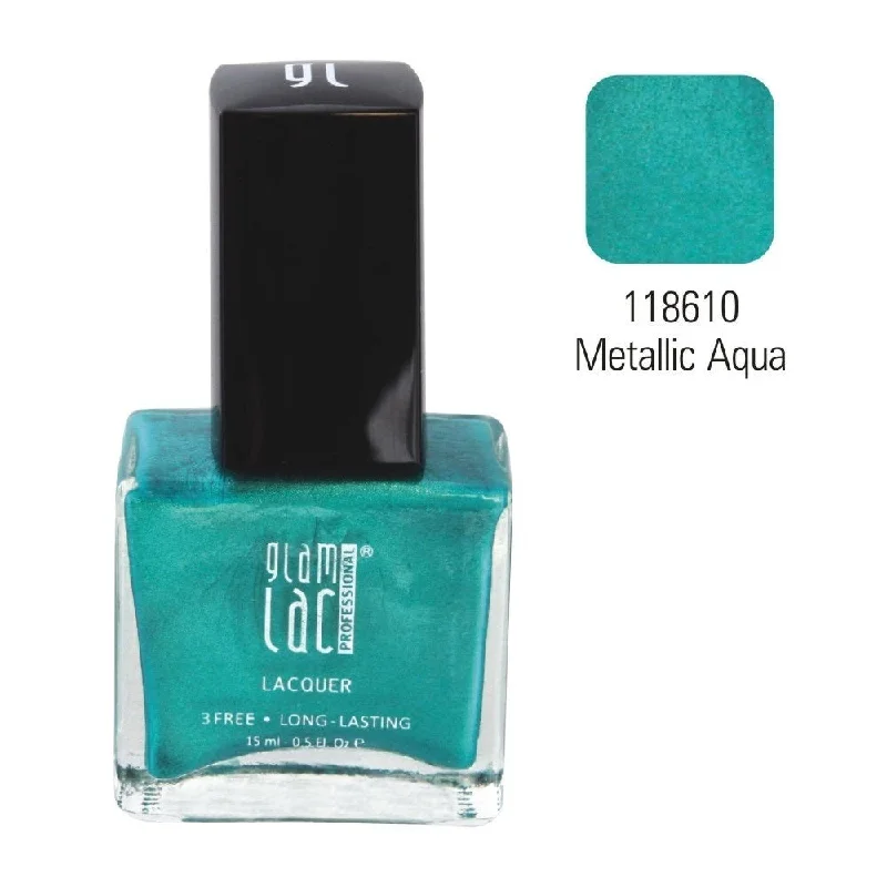 UV-gel nail polish kits-SALE! GlamLac gel effect nail lacquer polish 15 ml, 118610 METALLIC AQUA