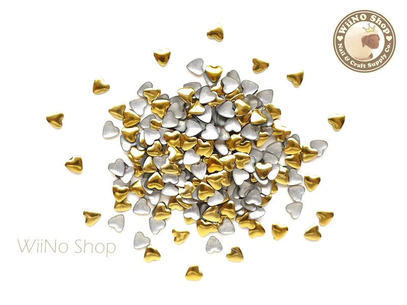 Pastel nail polish tones-4mm Gold Heart Metal Studs - 100 pcs