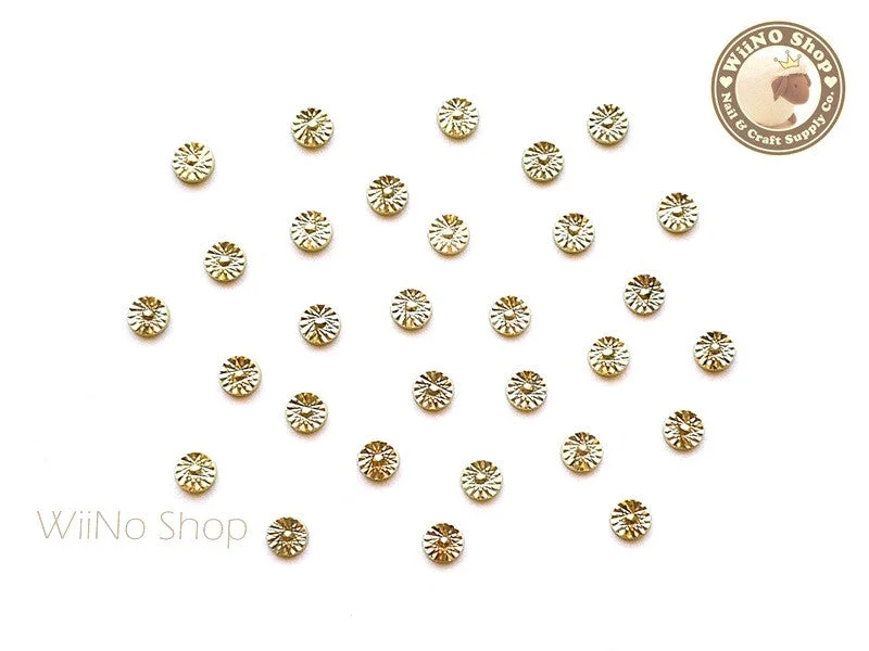 Gel nail polish removal sets-3mm Gold Cannage Pattern Round Metal Studs - 10 pcs