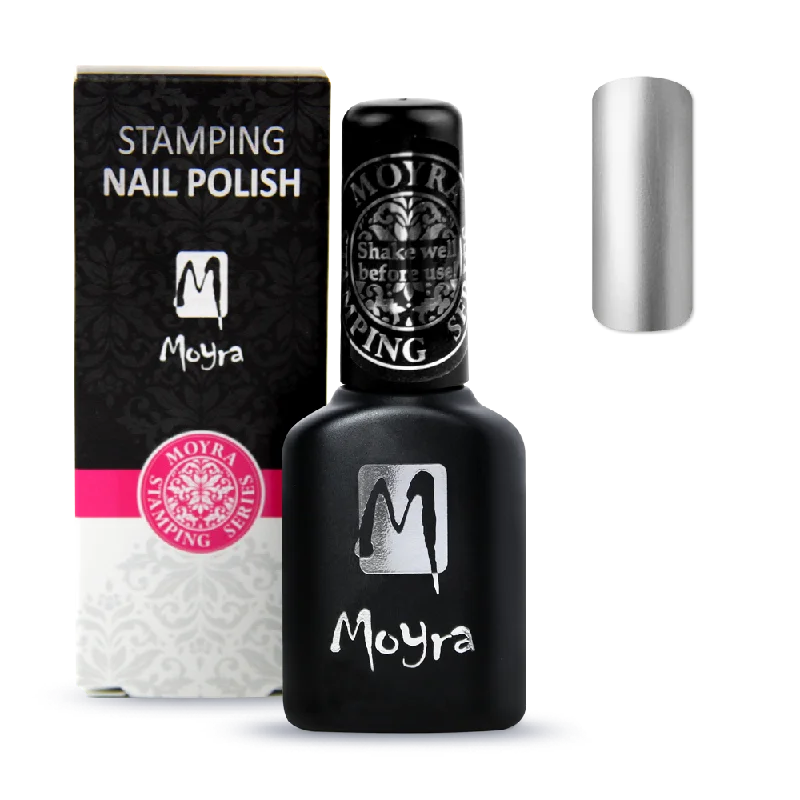 Smooth nail varnish top coat-Moyra - Smart Polish (Slow-Drying) SPS03 Silver Stamping Polish