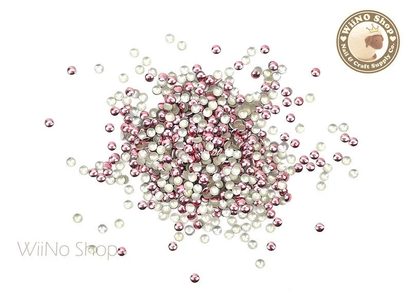 Sparkle nail art toppers-2mm Pink Round Metal Studs - 100 pcs