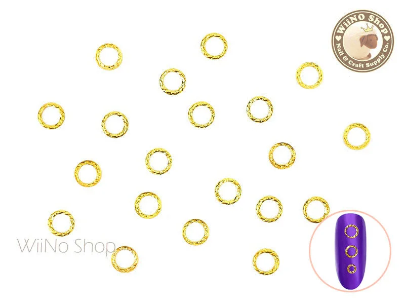 Travel-size nail organizer-Gold Round Twisted Frame Metal Studs - 10 pcs (3mm/4mm/5mm)