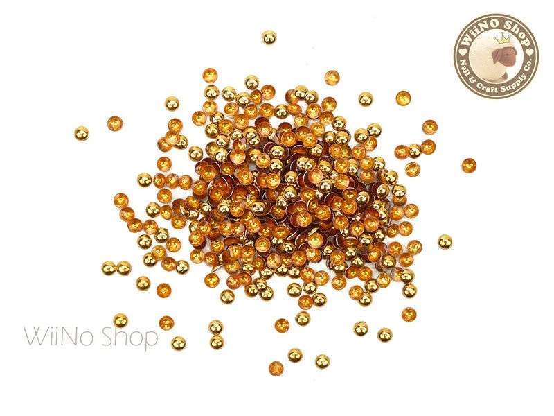 Portable manicure kit-3mm Gold Round Dome Metal Studs - 100 pcs