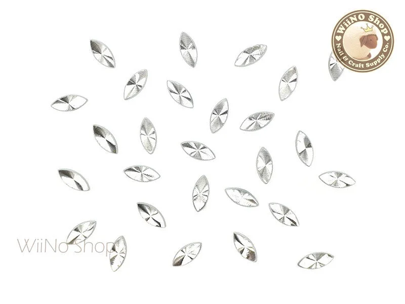 Professional nail dip kits-3 x 7mm Silver Marquise Concentric Pattern Metal Studs - 10 pcs