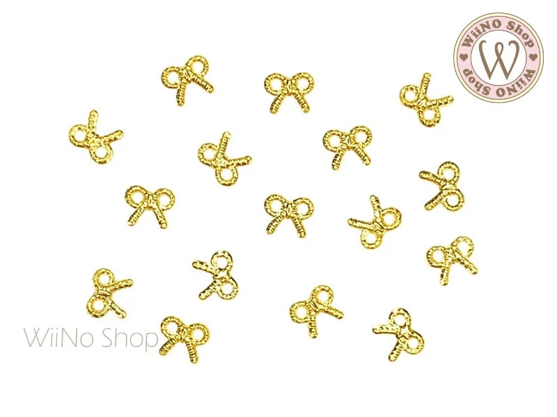 Breathable nail gel top coat-Gold Ribbon Bow Metal Studs - 10 pcs