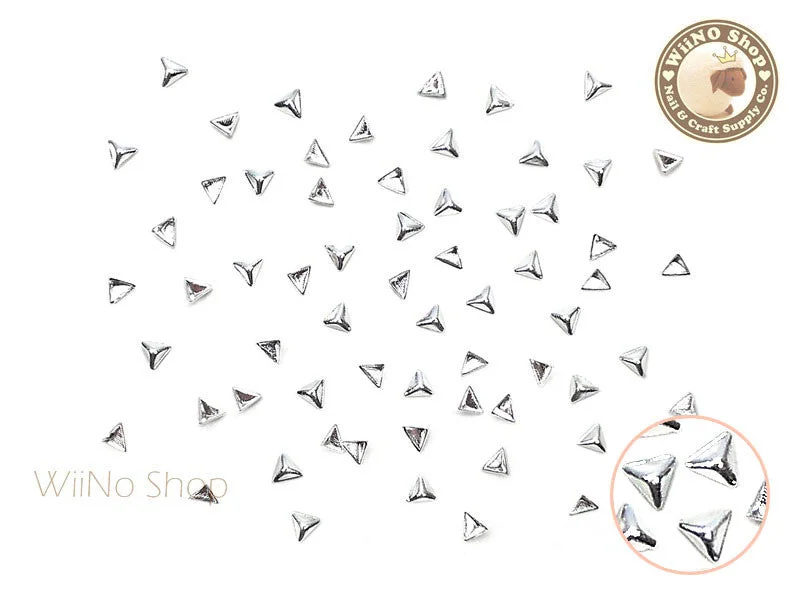 Glitter nail art designs-3mm Silver Triangle Pyramid Metal Studs - 25 pcs